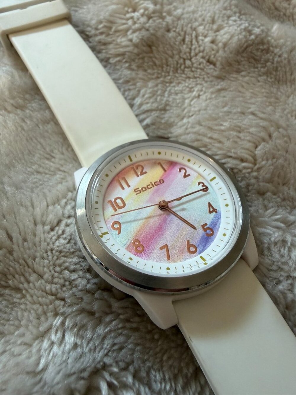 Youth Teen Kids Young Adult Analog Watch Artistic Paint rainbow Face Soft Band